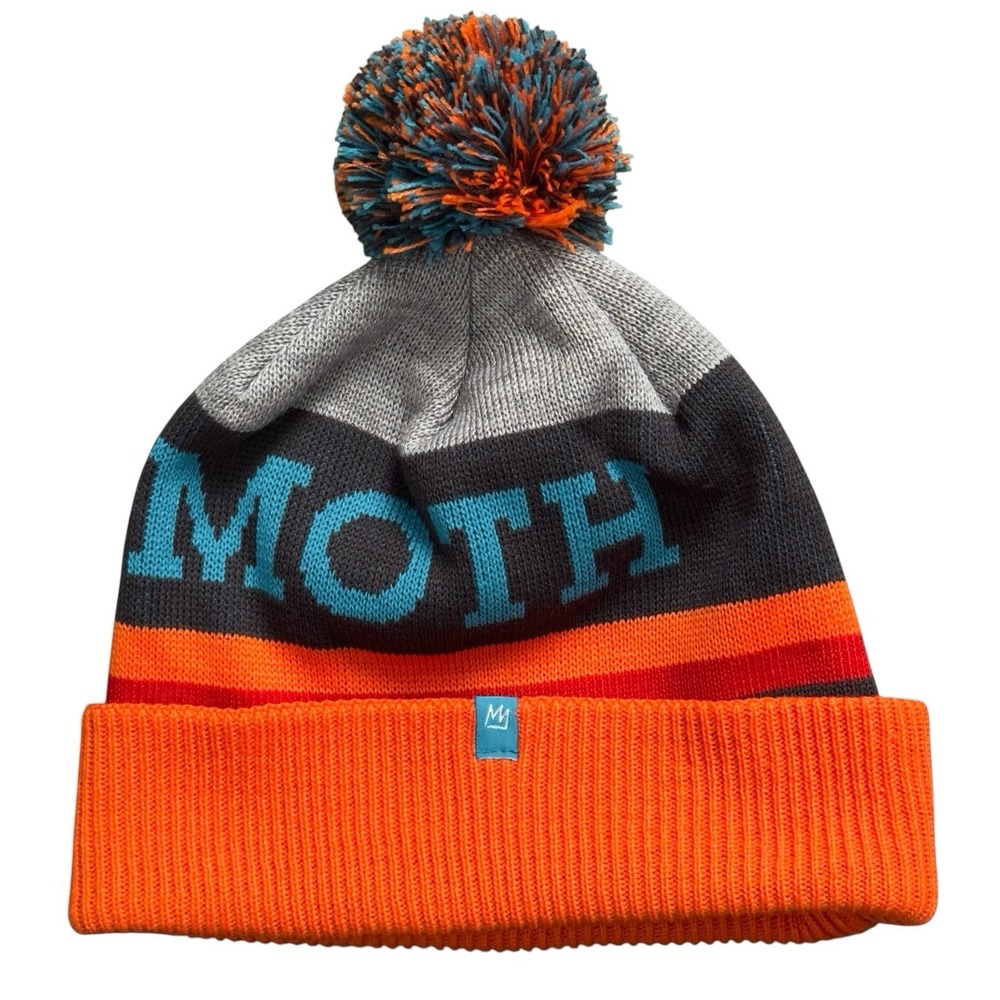 Mammoth Mountain Pom Beanie Hat Let Fun Rule Retro Gray Orange Ski Snowboard‎